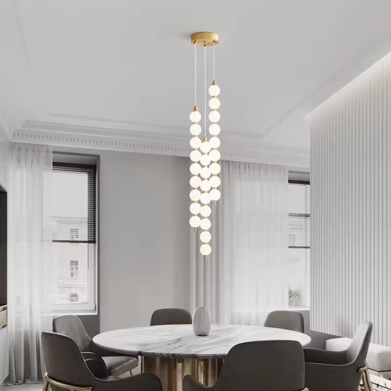 Bubble Chain Vertical Pendant – Modular Frosted Glass Spheres – LM7117 (1)