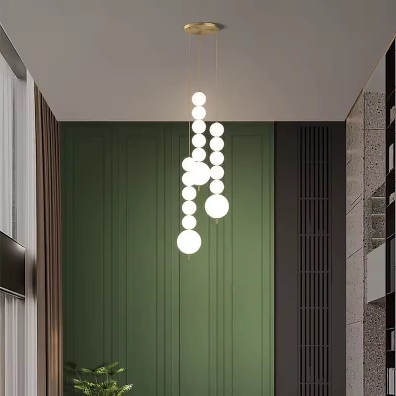 Bubble Chain Vertical Pendant – Modular Frosted Glass Spheres – LM7117 (2)
