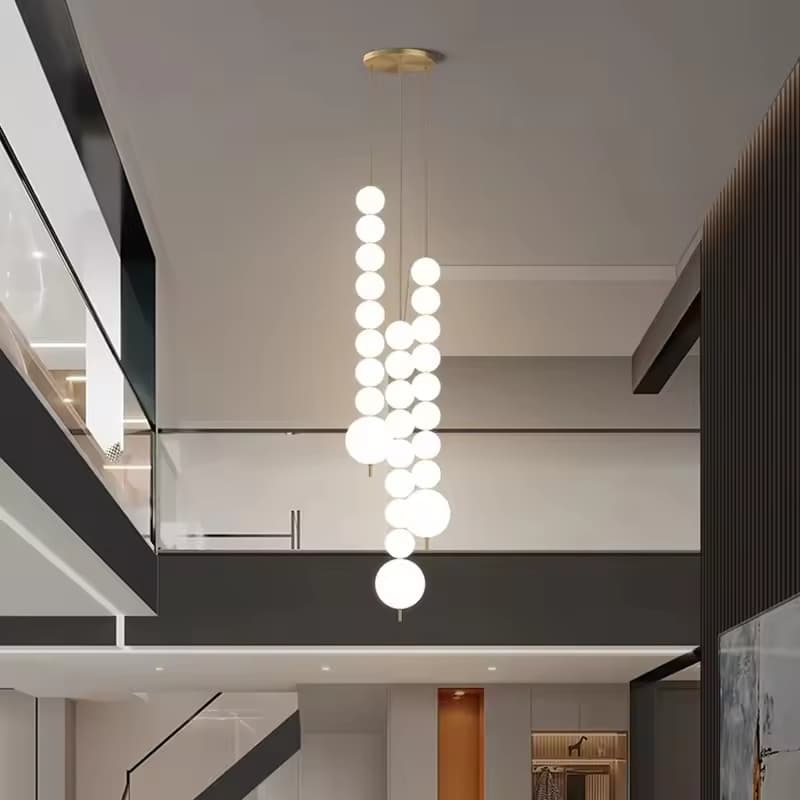 Bubble Chain Vertical Pendant – Modular Frosted Glass Spheres – LM7117 (3)