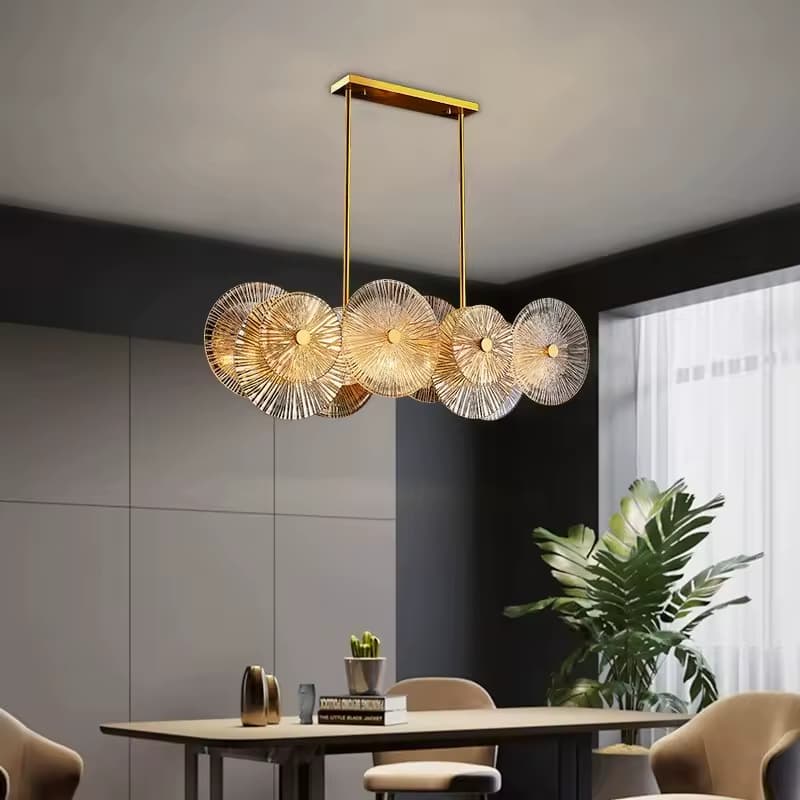 Double-Ring Fan Chandelier – Contemporary Art Deco Elegance-LM7103 (1)