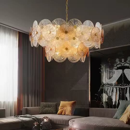Double-Ring Fan Chandelier – Contemporary Art Deco Elegance-LM7103 (2)