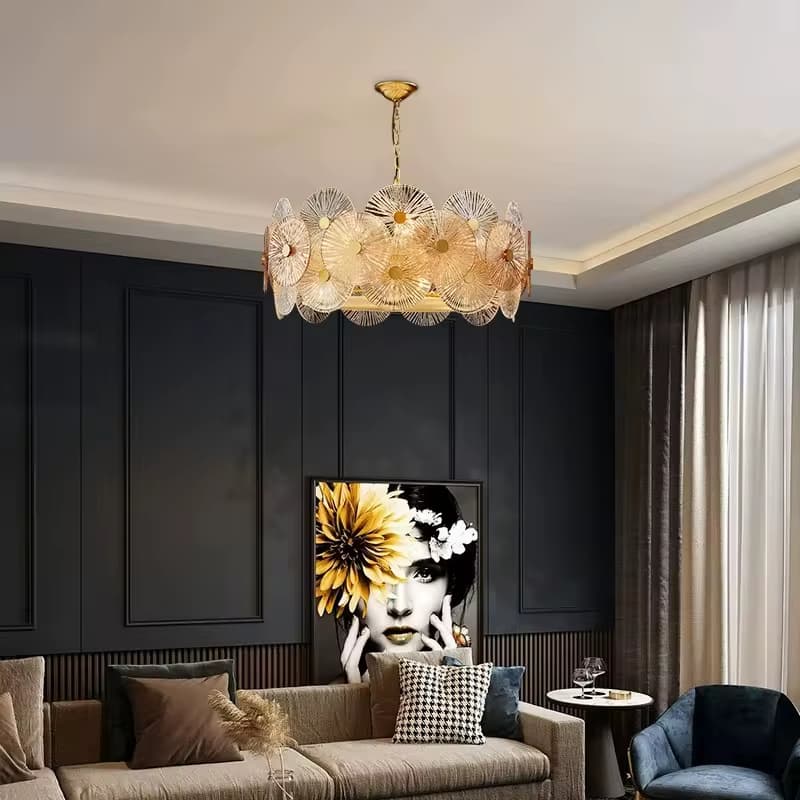 Double-Ring Fan Chandelier – Contemporary Art Deco Elegance-LM7103 (3)