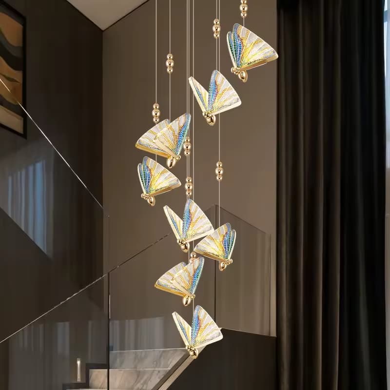 Enamel Butterfly Cascade Chandelier – Artistic Hand-Painted Motif – LM7115 (4)
