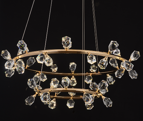 Gold Crystal Layered Chandelier with LED