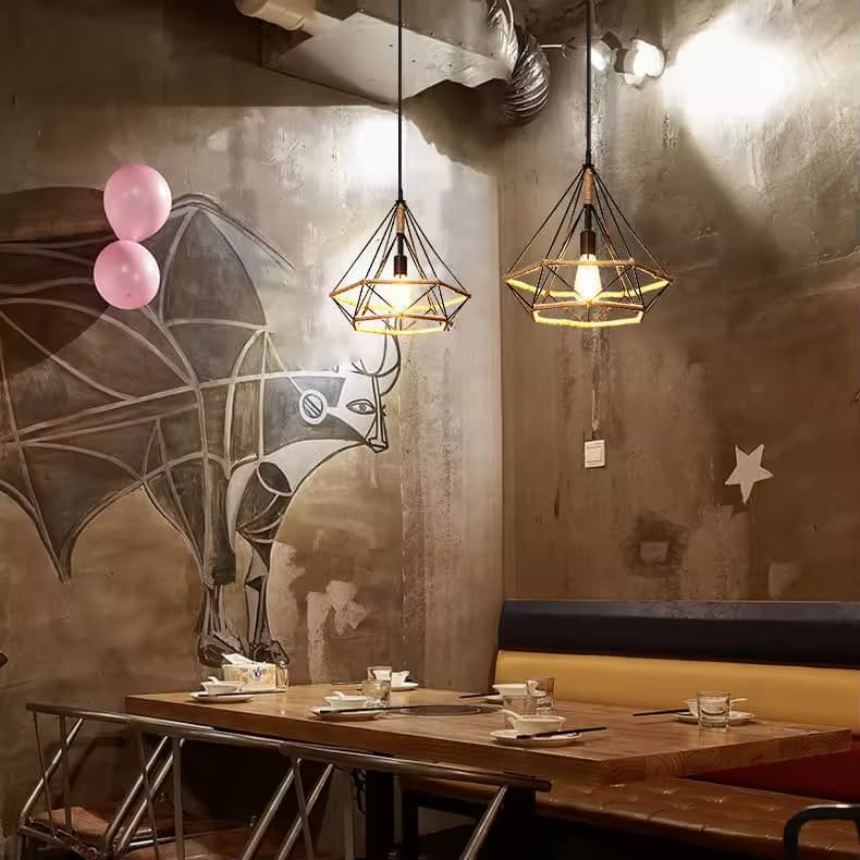 Industrial Rope Cage Chandelier – Triple-Head Linear Fixture – LM7109 (4)