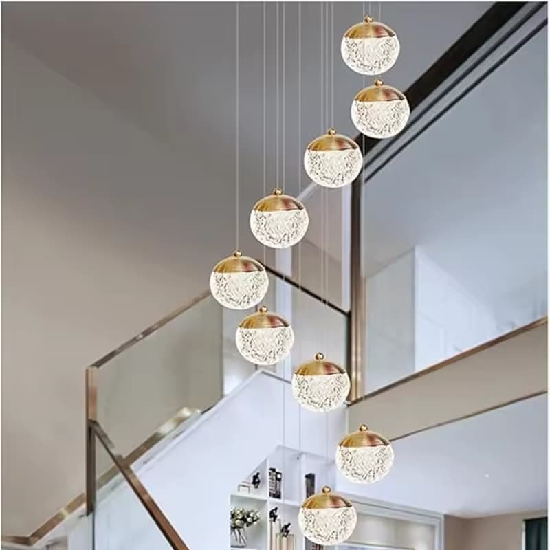 Lattice Sphere Cluster Pendant – Cascading Textured Glass Orbs – LM7114 (3)
