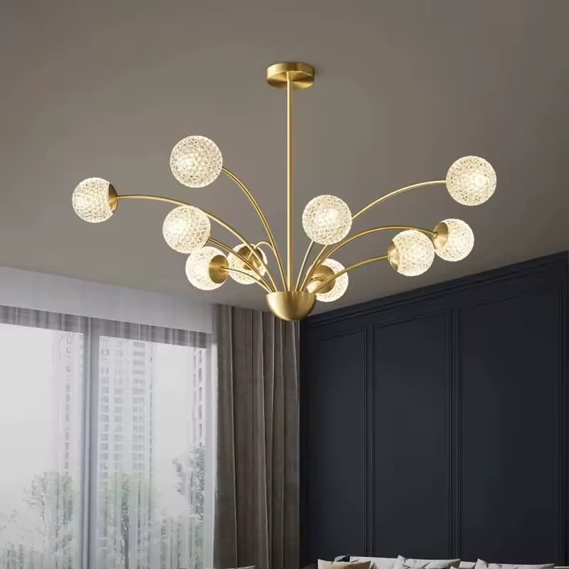 Orbital Multi-Ball Chandelier – Minimalist Brass & Frosted Glass-LM7104 (2)