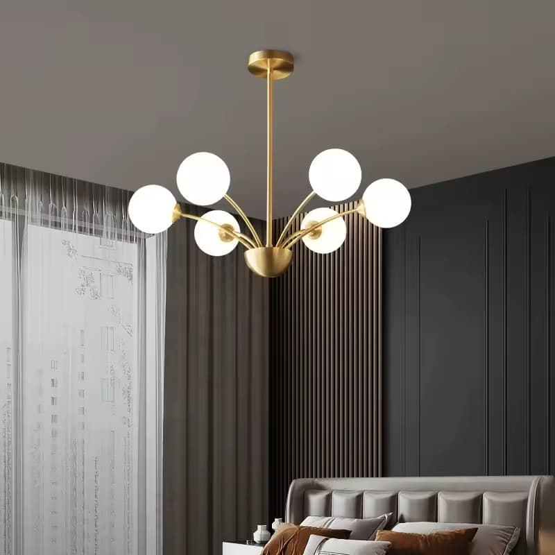 Orbital Multi-Ball Chandelier – Minimalist Brass & Frosted Glass-LM7104 (3)