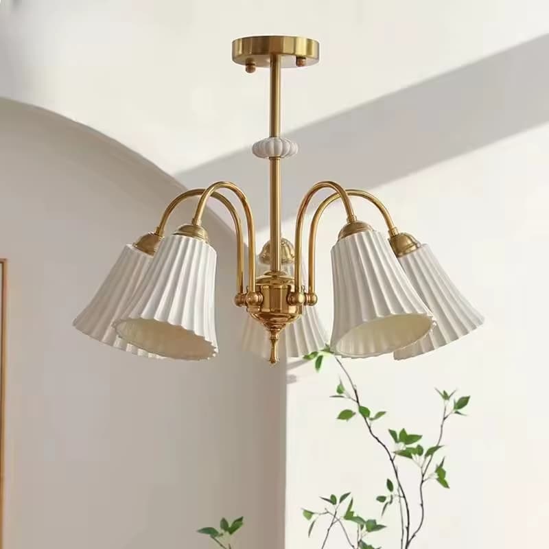 Pleated Ceramic Trio Chandelier – Classic French Elegance – LM7111 (3)