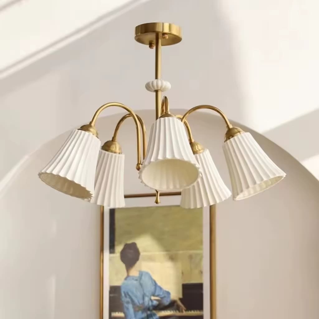 Pleated Ceramic Trio Chandelier – Classic French Elegance – LM7111 (5)