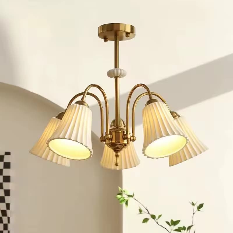 Pleated Ceramic Trio Chandelier – Classic French Elegance – LM7111 (6)