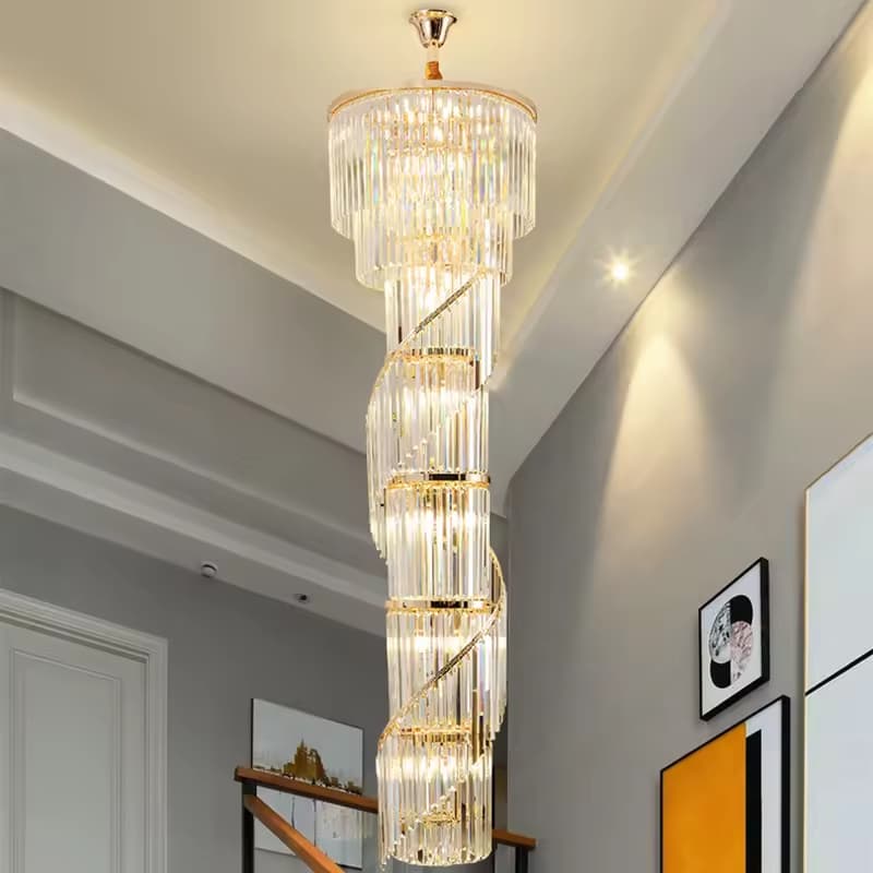 Spiral Crystal Waterfall Chandelier – Luxury Multi-Tier Crystal Statement – LM7113 (1)