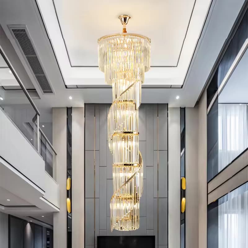 Spiral Crystal Waterfall Chandelier – Luxury Multi-Tier Crystal Statement – LM7113 (2)