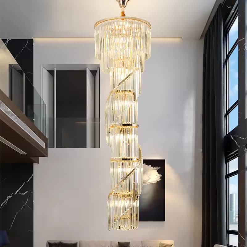Spiral Crystal Waterfall Chandelier – Luxury Multi-Tier Crystal Statement – LM7113 (3)