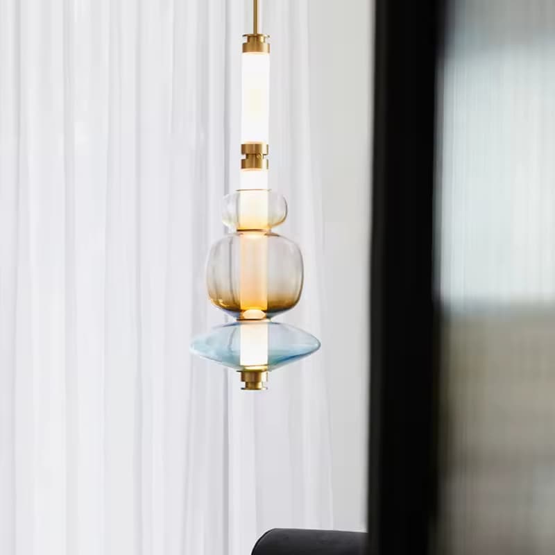 Stacked Gemstone Pendant – Sculptural Glass Composition-LM7105 (1)