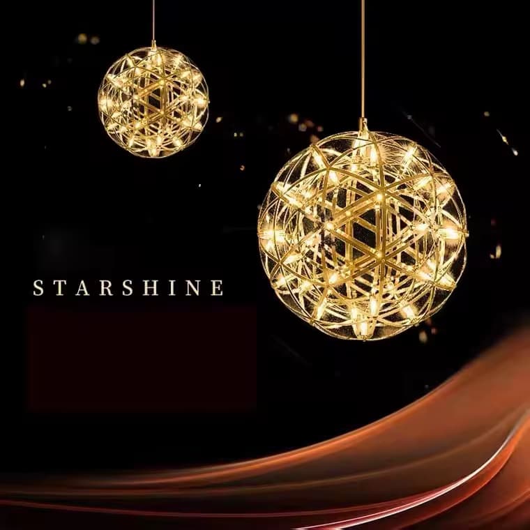 Starshine Geodesic Sphere Pendant – 3D Wireframe Luminaire – LM7116 (2)
