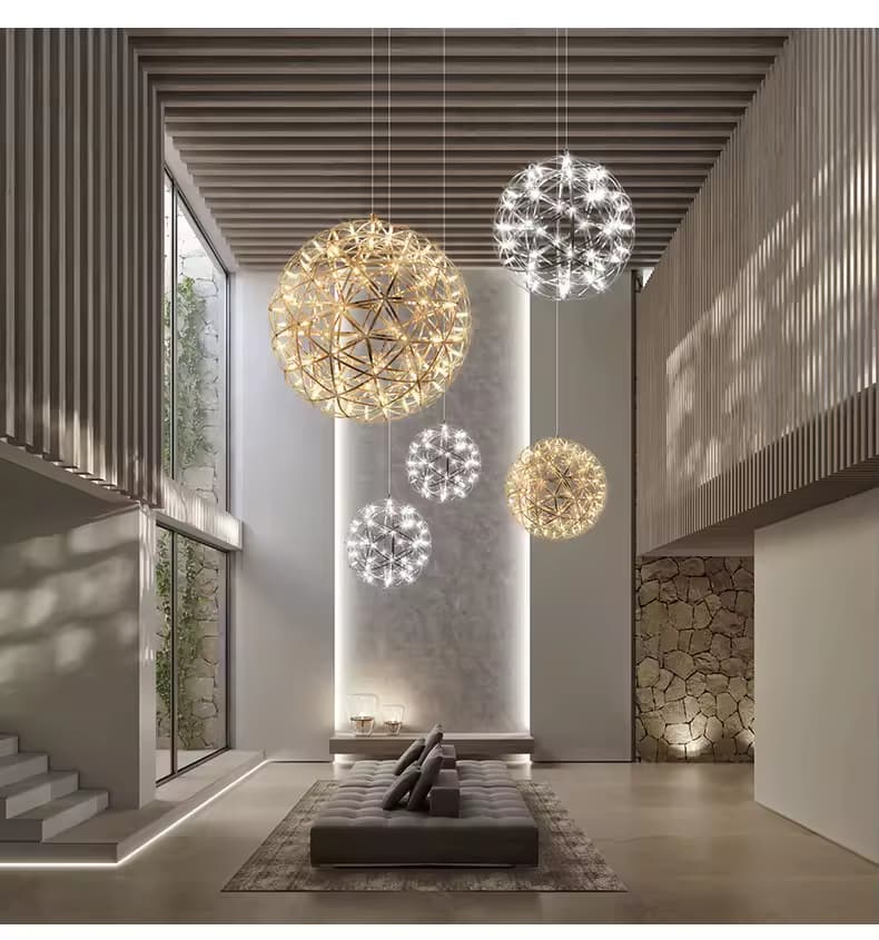 Starshine Geodesic Sphere Pendant – 3D Wireframe Luminaire – LM7116 (3)